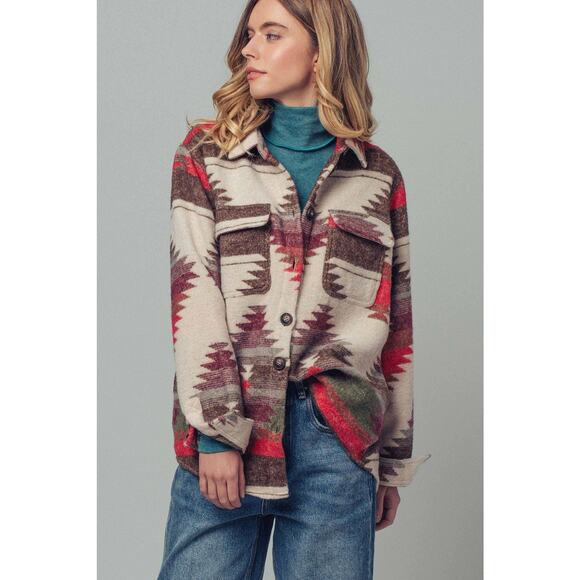 Urban Daizy Aztec Print Jacket - Western-Inspired, Relaxed Fit - Picture 4 of 8